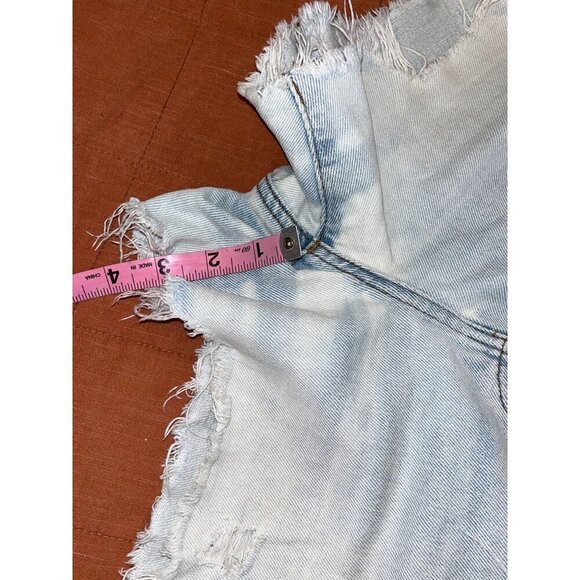 Madewell Womens High-Rise Distressed Denim Shorts Light Wash Frayed Hem Size 28 - Picture 6 of 8
